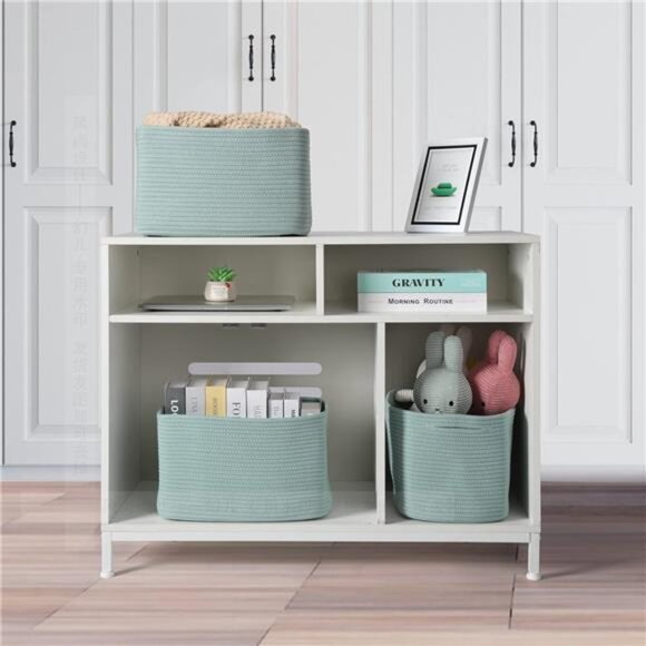 Cotton Rope storage Basket Bins Woven Basket for Organizing Shelves Rectangle - Picture 5 of 8